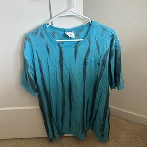 Champion Men's Aqua and Black Tie-Dye Tee